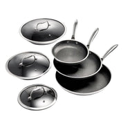 Hexclad 6-Piece Hybrid Frying Pan Set with Lids