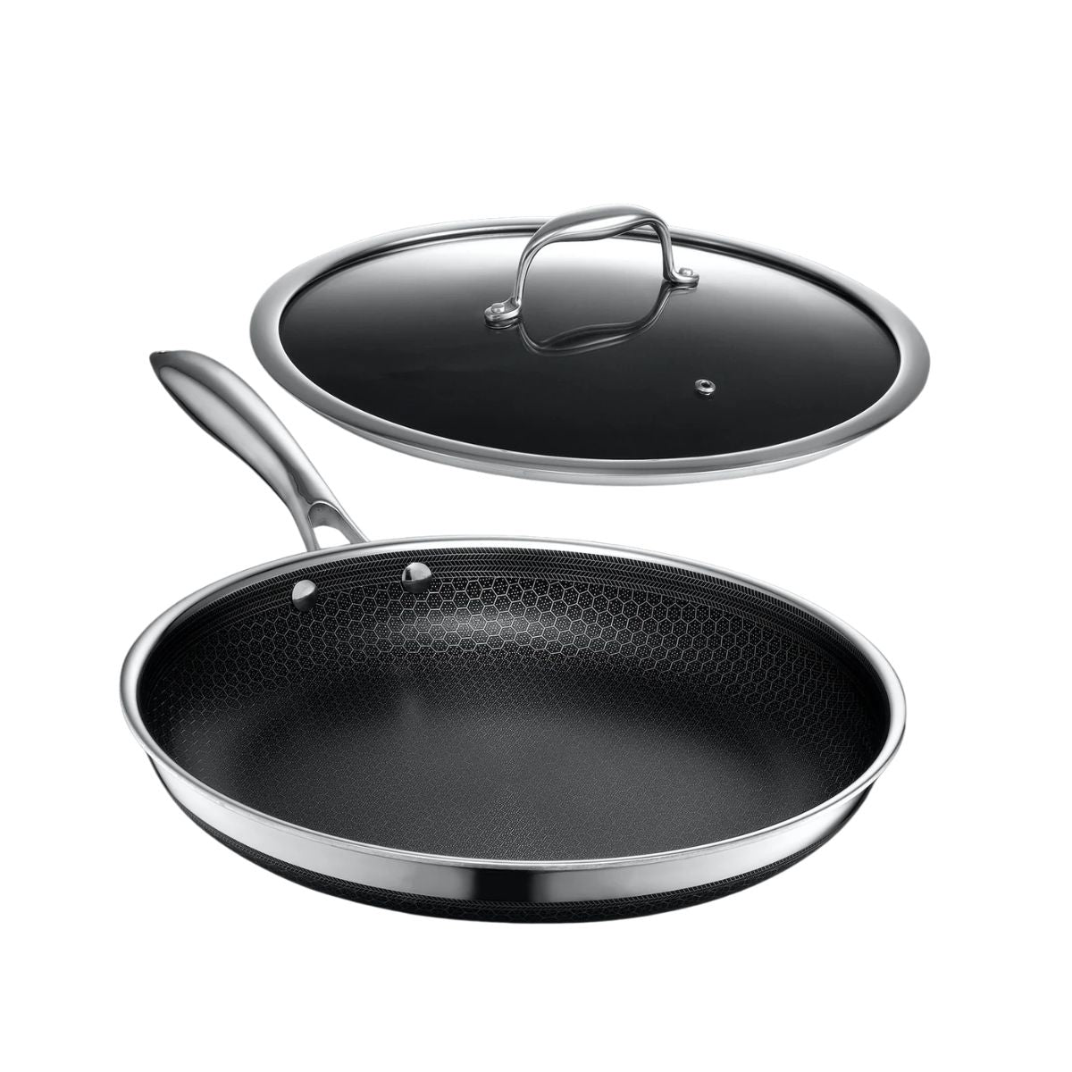 Hexclad 6-Piece Hybrid Frying Pan Set with Lids