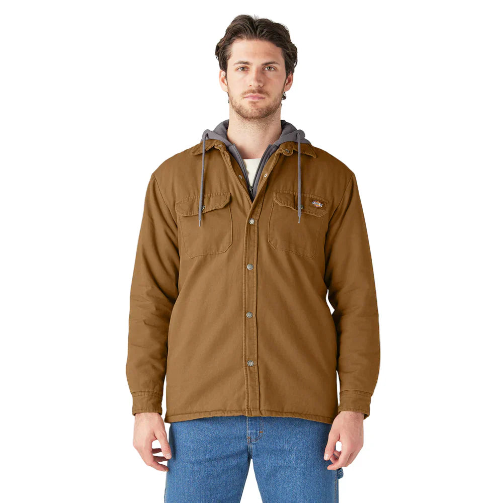 Dickies Men's Water Repellent Duck Hooded Shirt Jacket