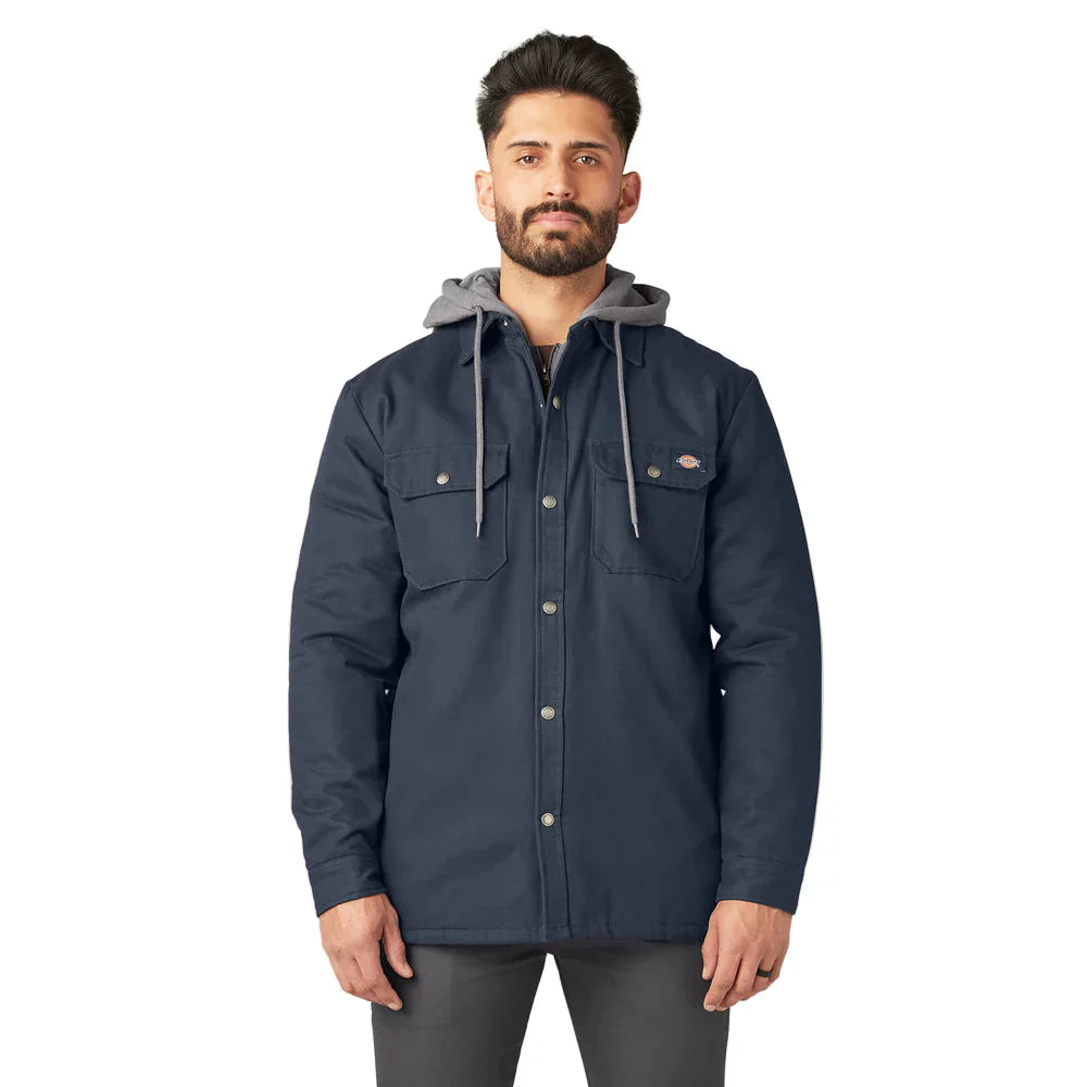 Dickies Men's Water Repellent Duck Hooded Shirt Jacket